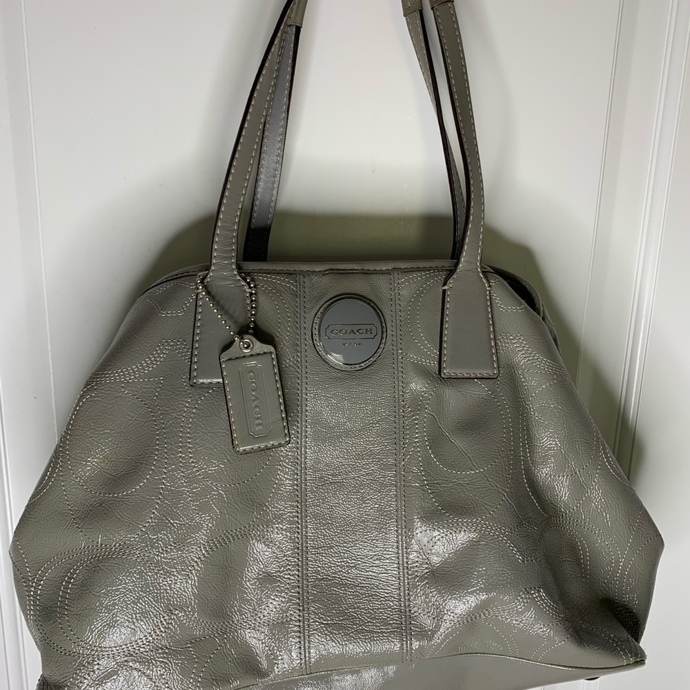 Gray Coach Patten leather purse